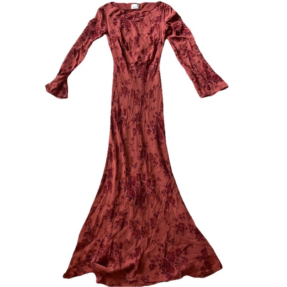 Reformation Esra Clarette Long Sleeve Floral Red Maxi Dress Size XS - Picture 4 of 10